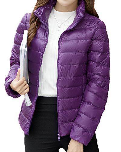 HONGBI Damen Ultraleichte Daunenjacke Stehkragen Kurze Übergangsjacke Steppjacke Warme Daunen Winterjacke Winter Puffer Jacket Daunenmantel Wintermantel Winddicht Wasserdich Freizeitjacke Lila M HONGBI Damen Ultraleichte Daunenjacke Stehkragen Kurze Übergangsjacke Steppjacke Warme Daunen Winterjacke Winter Puffer Jacket Daunenmantel Wintermantel Winddicht Wasserdich Freizeitjacke Lila M von HONGBI