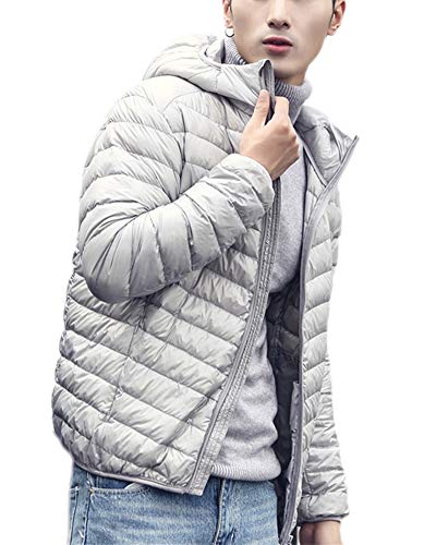 Herren Leichte Daunenjacke mit Kapuzen Winter Mantel Modische Übergangsjacke Steppjacke Gesteppt Daunenmantel Packbare Jacke Warme Daunen Winterjacke Outdoor Freizeitjacke,Winddicht Grau XL Herren Leichte Daunenjacke mit Kapuzen Winter Mantel Modische Übergangsjacke Steppjacke Gesteppt Daunenmantel Packbare Jacke Warme Daunen Winterjacke Outdoor Freizeitjacke,Winddicht Grau XL von HONGBI