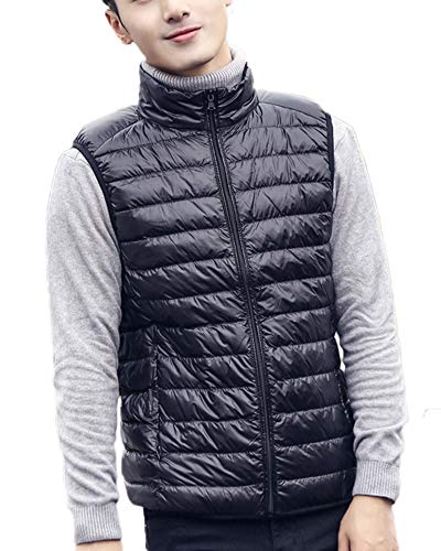 Herren Leichte Kurze Daunenweste Winter Verstaubare Stehkragen Weste Steppweste Gesteppt Bodywarmer Ärmellose Daunenjacke Übergangsweste Daunen Winterjacke Outdoor Puffer Weste Jacke Schwarz L Herren Leichte Kurze Daunenweste Winter Verstaubare Stehkragen Weste Steppweste Gesteppt Bodywarmer Ärmellose Daunenjacke Übergangsweste Daunen Winterjacke Outdoor Puffer Weste Jacke Schwarz L von HONGBI