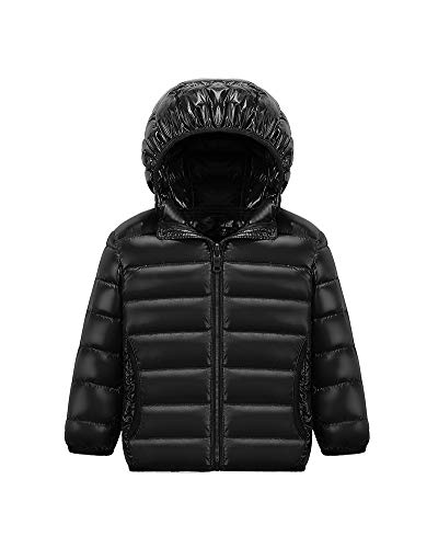 Kinder Down Hoody,Kurze Leichte Daunenjacke mit Kapuzen Warme Wasserdichte Winterjacke Outdoor Steppjacke Daunenmantel Gepolsterte Jacke Winter Winddicht Übergangsjacke für Maedchen Jungen Schwarz 150 Kinder Down Hoody,Kurze Leichte Daunenjacke mit Kapuzen Warme Wasserdichte Winterjacke Outdoor Steppjacke Daunenmantel Gepolsterte Jacke Winter Winddicht Übergangsjacke für Maedchen Jungen Schwarz 150 von HONGBI