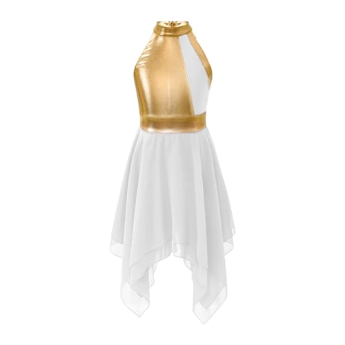 HONGYEMY Eiskunstlauf Kleid Damen Lyrisches Tanzkostüm for Kinder, Mädchen, Lobpreis-Tanzkleid for den Kirchengottesdienst, moderner liturgischer Tanz, Chor-Tanzkleidung(White,6) von HONGYEMY