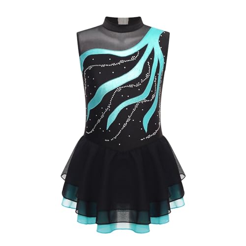 HONGYEMY Eiskunstlauf Kleid Damen Mädchen Ballettkleid Ballettanzug Ballettanzug Ballettröckchen Ballettanzug ...(Blue Green,16) von HONGYEMY