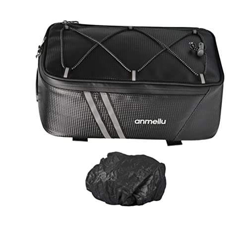 HONMEET 1 Stück Packung Hecktasche reisebeutel Reisetasche Fahrrad Gepäckträger Tasche groß fahradrucksack elektrischer fahrradträger Reitausrüstung Fahrradtasche Reittasche PU-Leder Black von HONMEET