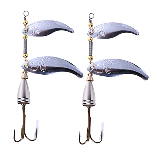 HONMEET 2St Köder Angeln Schwimmen lockt Angelgeräte Angelrutenglocken Bass lockt für einen Angler Fishing Accessories klemmbausteine Angelwerkzeug Angelausrüstung Metall Silver von HONMEET