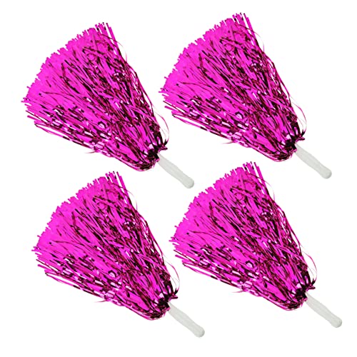 HONMEET 4 Stück Lala- Bänder Cheerleader-Pompons Passt Zu Bommel Cheerleading-zubehör Jubeln Sie Partygeschenke Cheerleader Cheerleading Pom Poms Draht Aus Aluminiumfolie Rosy von HONMEET