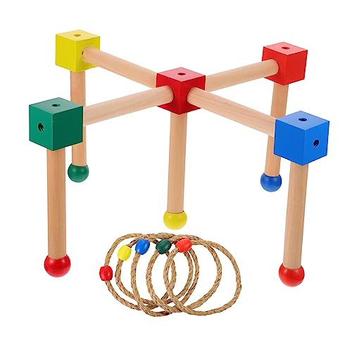 HONMEET Ringwurfspiel für Erwachsene und Kinder interaktives Ringwurfspielzeug Quoits-Set für den Garten im Freien sicheres Wurfspiel aus Holz für Kinder zufällige Farbe von HONMEET