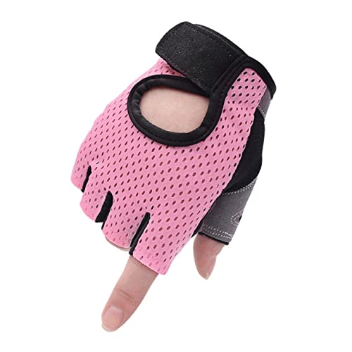 HONMEET Modische Halbfinger Handschuhe Für Damen Atmungsaktive Krafttraining Handschuhe Mit Handflächenschutz Ideal Für Gewichtheben Und Hanteltraining Größe M Rosa von HONMEET