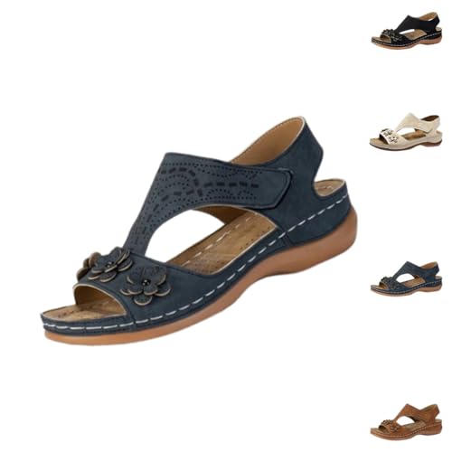 HONUZE Orthopädische Sandalen, Elegante orthopädische Pantoletten mit Fußgewölbeunterstützung (35,Dark Blue) von HONUZE