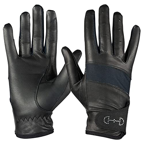 HORZE Reithandschuhe Aus Leder Für Damen, Echleder, Mesh Handschuhe, Größe 4.5-10, Schwarz, Schwarz, 10 von HORZE