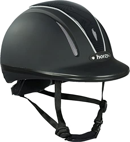 horze Pacific Reithelm Verstellbarer Helm VG1 Defenze, Schwarz/Schwarz(BL/BL), S-M von HORZE