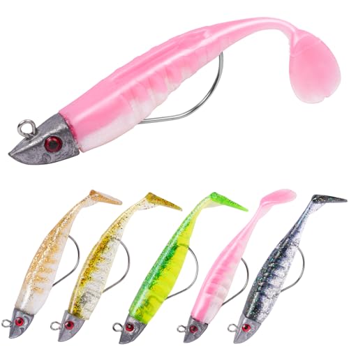 HOTUT Gummifische Set, 5 Stücke Angelköder mit Jigkopf, Gummiköder für Forelle Zander Barsch, Kunstköder Angelausrüstung, Kunstköder Hechtt Köder, Süß & Salzwasser, Männer Angelgeschenke HOTUT Gummifische Set, 5 Stücke Angelköder mit Jigkopf, Gummiköder für Forelle Zander Barsch, Kunstköder Angelausrüstung, Kunstköder Hechtt Köder, Süß & Salzwasser, Männer Angelgeschenke von HOTUT