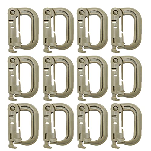HOUSON 12 Stück Karabiner, Molle Zubehör D-Form Karabiner Kunststoff Plastik Karabinerhaken Karabiner Clip Set Khaki HOUSON 12 Stück Karabiner, Molle Zubehör D-Form Karabiner Kunststoff Plastik Karabinerhaken Karabiner Clip Set Khaki von HOUSON