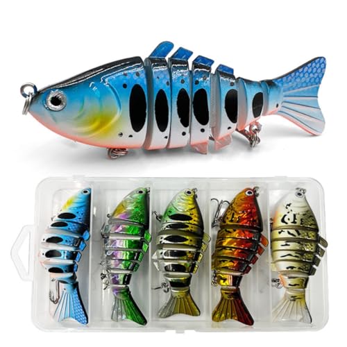 HOUSON 5 PCS Angelköder, Kunstköder 7 Segmente Wobbler Hecht Forellenköder Künstlicher Kunstköder für Salzwasser Süßwasser Forelle Barsch Lachs Angeln HOUSON 5 PCS Angelköder, Kunstköder 7 Segmente Wobbler Hecht Forellenköder Künstlicher Kunstköder für Salzwasser Süßwasser Forelle Barsch Lachs Angeln von HOUSON