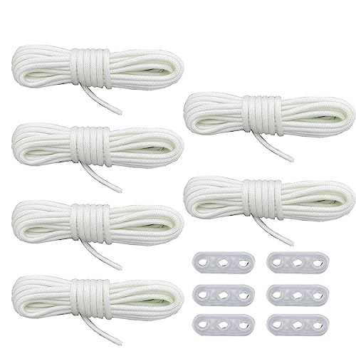 HOUSON 6 Stück Fluoreszierendes Paracord, Luminous Schnur Zelt Nachtleuchtende Paracord Fallschirmschnur für Camping Vorzelt Zelt 4M*4mm Weiss von HOUSON