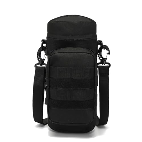 HOUSON Taktische Flaschenhalter, Nylon Trinkflaschenhalter Rucksack Flaschenhalter Militär Trinkflasche Beutel Mit Tasche für Wandern Fahrrad Laufen Camping Schwarz von HOUSON