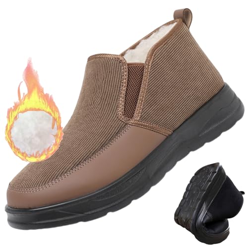 Winterschuhe Zum Reinschlüpfen Für Herren, Wanderschuhe Mit Fußgewölbeunterstützung Bei Plantarfasziitis, Warme, Pelzgefütterte Orthopädische Winterstiefel Für Herren (Kaffee,40) von HOUXIANDOU