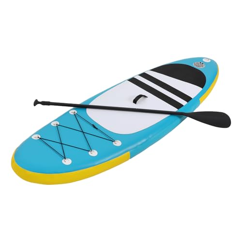 Aufblasbares Surfbrett 240 x 76 x 10 cm mit Paddel und Luftpumpe Stand Up Paddle Board für Seen und Ozeane Rutschfestes Eva-Pad und Einfaches Aufblasen (Blau) von HPDTZ