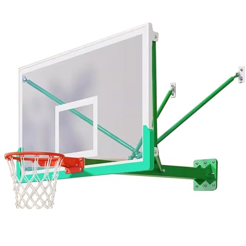 Basketballkorb Basketballkorb, an der Wand montierter Outdoor-Basketballkorb, mit bruchsicherer Rückwand, für Einfahrtsplatz(Green,150cm/59in) von HPFHSJ