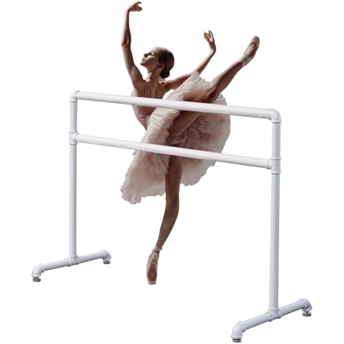 HPFHSJ Ballettstange Doppelschichtige Mobile Ballettstange mit Rutschfester Basis, kann EIN Gewicht von 200 kg tragen, für Tanz-Pilates-Stretch(White,120cm/47.2in) von HPFHSJ