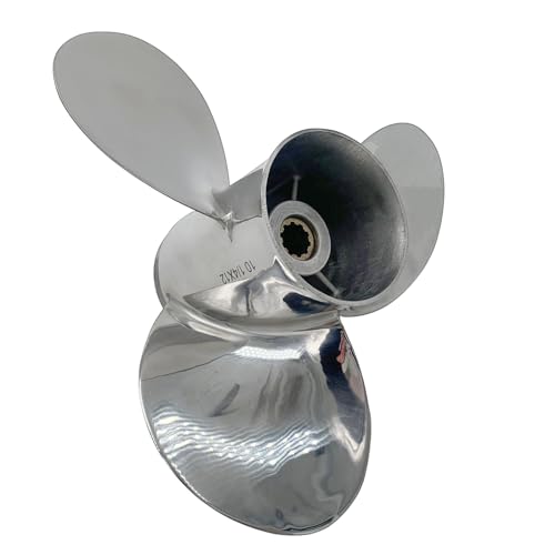 HPHPH Außenbordmotorpropeller, Propeller 10 1/4x12 for DF25-30 4 Takt 3 Blätter Edelstahl Propeller SS 10 Zähne RH OEM NO: 99105-00600-12P 10,25x12, Bootspropeller von HPHPH