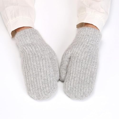 HPONEZJ Fäustlinge Winter Damen Handschuhe Doppellagig Fausthandschuhe Gefüttert Warm Strickhandschuhe Mädchen Winddicht Handwärmer Einfarbig Weich Winterhandschuhe für Outdoor Fahrrad Ski Hellgrau HPONEZJ Fäustlinge Winter Damen Handschuhe Doppellagig Fausthandschuhe Gefüttert Warm Strickhandschuhe Mädchen Winddicht Handwärmer Einfarbig Weich Winterhandschuhe für Outdoor Fahrrad Ski Hellgrau von HPONEZJ