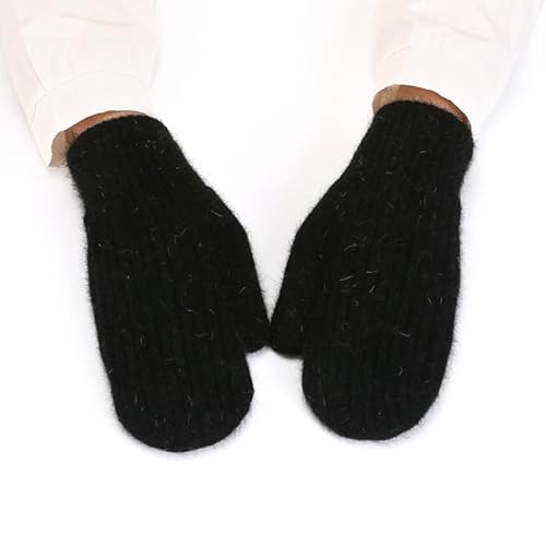 HPONEZJ Fäustlinge Winter Damen Handschuhe Doppellagig Fausthandschuhe Gefüttert Warm Strickhandschuhe Mädchen Winddicht Handwärmer Einfarbig Weich Winterhandschuhe für Outdoor Fahrrad Ski Schwarz HPONEZJ Fäustlinge Winter Damen Handschuhe Doppellagig Fausthandschuhe Gefüttert Warm Strickhandschuhe Mädchen Winddicht Handwärmer Einfarbig Weich Winterhandschuhe für Outdoor Fahrrad Ski Schwarz von HPONEZJ