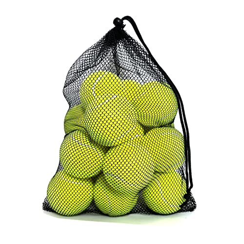 HPWFHPLF Tennisbälle, 12 Packungen Übungs-Tennisbälle für Anfänger, Training, Spielen von Tennisbällen für Hunde, mit Netz-Tragetasche (Gelb) von HPWFHPLF