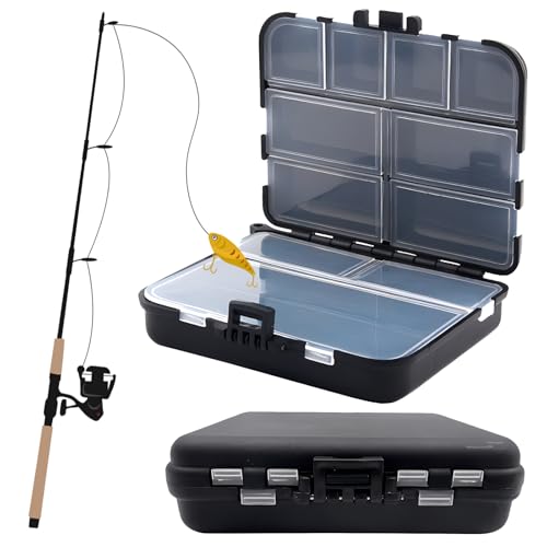 HPiano 2PCS Fishing Tackle Box, Plastic Fishing Tackle Professional Fishing Tackle Storage Box, Multifunction Toolbox Parts Box Waterproof individually adjustable inner compartments von HPiano