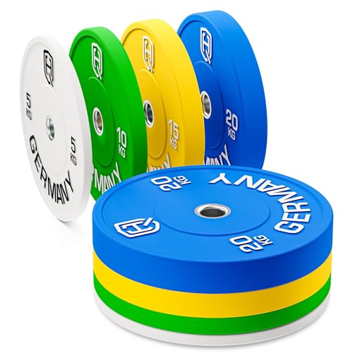 HQ Germany® Olympic Bumper Plates 50mm | Paar/Set | 5-25kg | Studio Qualität | Hoher Härtegrad | Hantelscheiben nach IWF Standard, Gewicht:100KG Set (2x 5-20kg) von HQ Germany