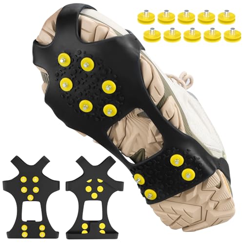 Anti Rutsch Spikes für Schuhe Ice Klampen Steigeisen Slip-on Stretch 10er-Pcs Ersatz Schuhspikes Schuhkrallen für Outdoor Sports Schnee, M Anti Rutsch Spikes für Schuhe Ice Klampen Steigeisen Slip-on Stretch 10er-Pcs Ersatz Schuhspikes Schuhkrallen für Outdoor Sports Schnee, M von HQCM