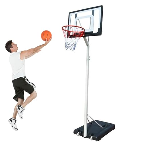 Tragbarer Basketballkorb mit Rädern und Ständer，Korbhöhe von 170 bis 305 cm verstellbar，im Hinterhof，Auffahrt，tragbarer Basketballkorb mit Ständer Kinder，Jugendliche von HQQXZQ