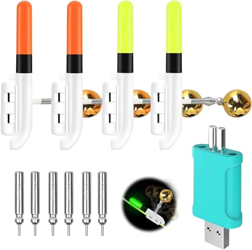 HRGOYY 4pcs Angeln Alarm Glocke, Nachtlicht Knicklicht Angeln, Wasserdicht Licht Sticks mit Schnalle, Led Bissanzeiger Rutenspitze, Nachtangeln Biss Alarm für Angelrute HRGOYY 4pcs Angeln Alarm Glocke, Nachtlicht Knicklicht Angeln, Wasserdicht Licht Sticks mit Schnalle, Led Bissanzeiger Rutenspitze, Nachtangeln Biss Alarm für Angelrute von HRGOYY