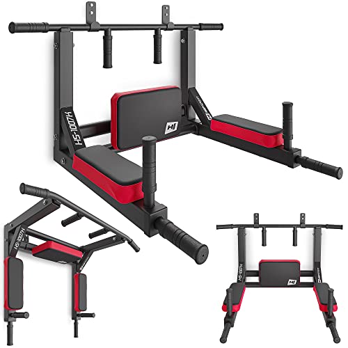 Hop-Sport 2in1 Kraftstation HS-1007K - Dip-Station mit Klimmzugstange zur Wandmontage - Pull Up Bar mit rutschfesten Griffen von HS HOP-SPORT