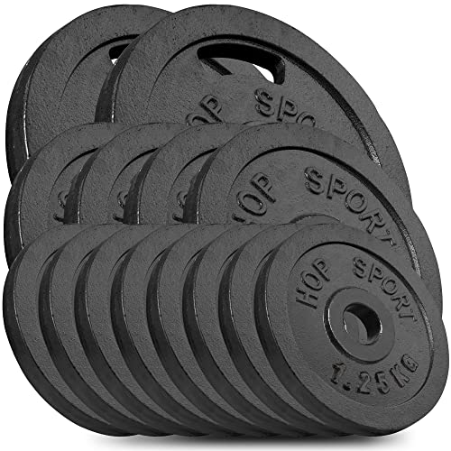 Hop-Sport 30 kg Gusseisen Hantelscheiben 30mm - Guss Gewichte Hantel Sets zur Auswahl: 2x15 kg / 2x5 kg+2x10 kg / 4x2,5kg+4x5kg / 8x1,25kg+4x2,5+kg+2x5kg - 30/31 mm Bohrung (8x1,25kg+4x2,5 kg+2x5kg) von HS HOP-SPORT