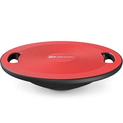 Hop-Sport Balance Board aus Kunststoff - 150 kg Belastbarkeit, rutschfestes Wackelbrett mit Griffen, Gleichgewichtstrainer für Physiotherapie, ø 40 cm- rot Hop-Sport Balance Board aus Kunststoff - 150 kg Belastbarkeit, rutschfestes Wackelbrett mit Griffen, Gleichgewichtstrainer für Physiotherapie, ø 40 cm- rot von HS HOP-SPORT