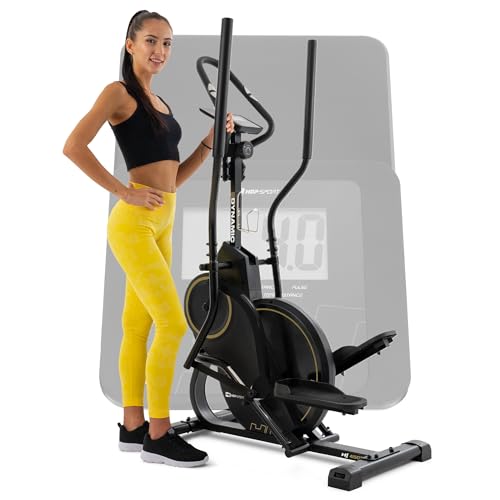 Hop-Sport Cross Stepper für zuhause HS-450B Dynamic - 2-in-1 Crosstrainer und Stepper mit Trainingscomputer - innovatives Trainingsgerät verbindet das Stepper- und Crosstrainer-Training (Schwarz Gold) von HS HOP-SPORT