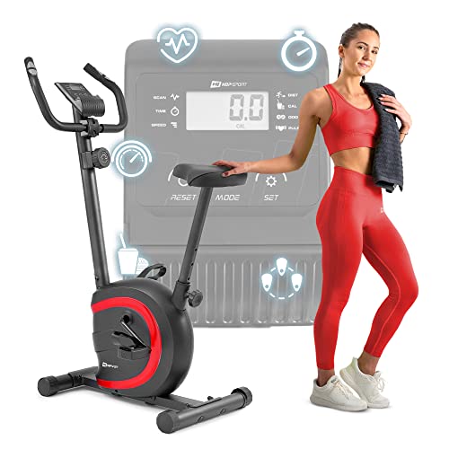 Hop-Sport HS-015H Heimtrainer Fahrrad für Zuhause - kompaktes Fitnessbike ideal für Senioren - Fitnessfahhrad mit Trainingscomputer für EIN max. Nutzergewicht von 120kg Rot von HS HOP-SPORT