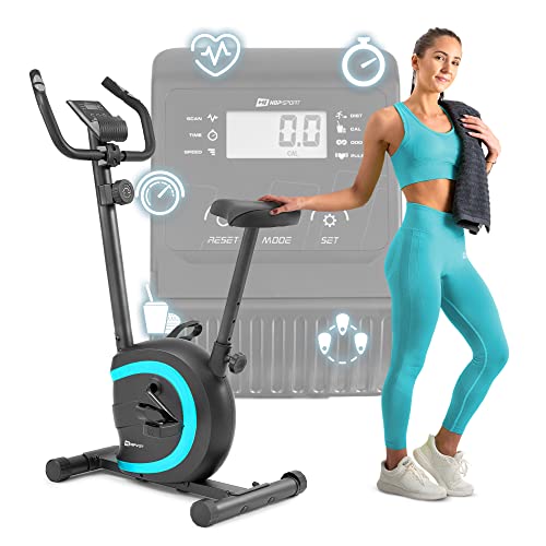 Hop-Sport HS-015H Heimtrainer Fahrrad für Zuhause - kompaktes Fitnessbike ideal für Senioren - Fitnessfahhrad mit Trainingscomputer für ein max. Nutzergewicht von 120kg Türkis von HS HOP-SPORT