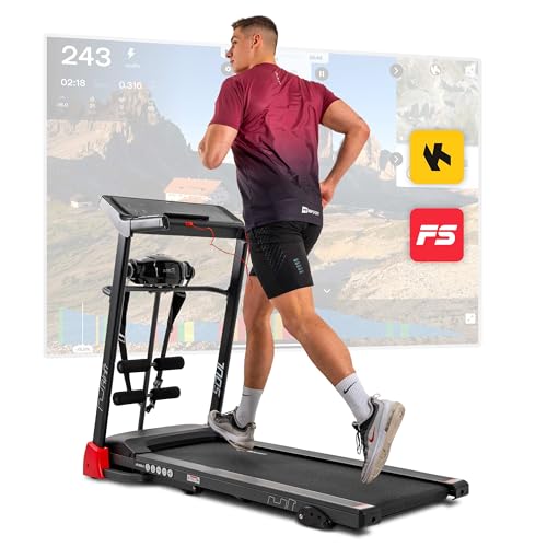 Hop-Sport HS-1200LB Soul - 3in1 Laufband für zuhause inkl. Massagegerät und Sit-Up Station - Laufband klappbar mit LCD-Display, App-Steuerung, 15 Programmen und max. Geschwindigkeit 14km/h von HS HOP-SPORT