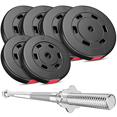 Hop-Sport Hantelset 59 kg Langhantel-Stange Hantelcheiben 4x10 kg + 2x5 kg von HS HOP-SPORT