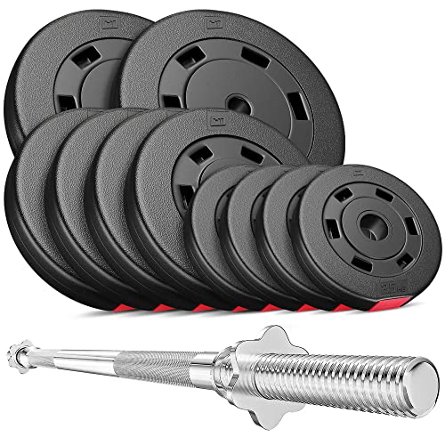 Hop-Sport Hantelset 59 kg Langhantel-Stange Hantelcheiben Set 2x10 kg + 4x5 kg + 4x2,5 kg von HS HOP-SPORT