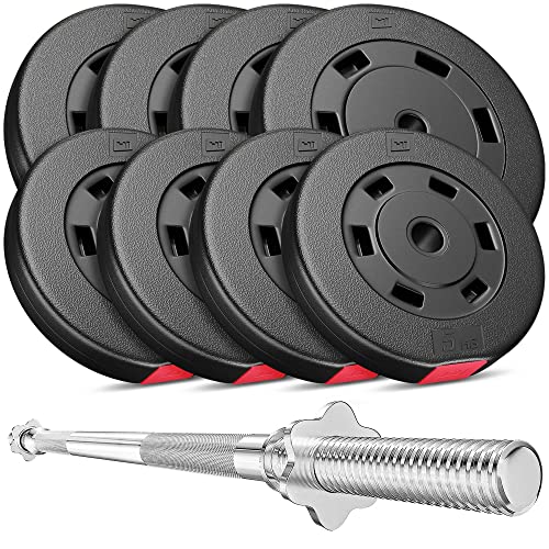 Hop-Sport Hantelset 69 kg Langhantel-Stange Hantelcheiben 4x10 kg + 4x5 kg von HS HOP-SPORT