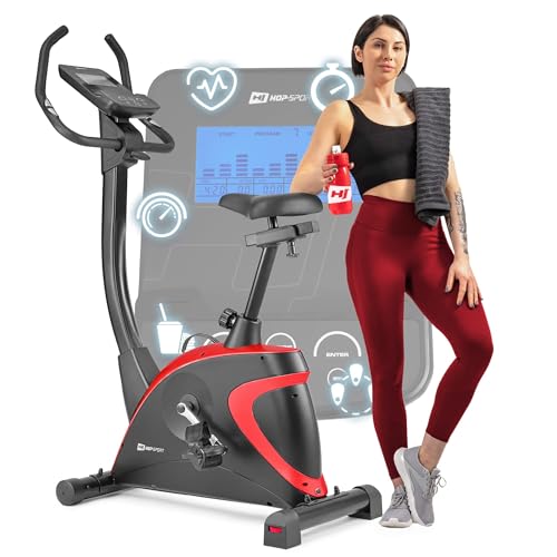 Hop-Sport Heimtrainer Fahrrad HS-005H - Ergometer mit 12 Trainingsprogrammen, 16 computergesteuerten Widerstandsstufen - Fitnessbike max. Nutzergewicht 150 kg Rot von HS HOP-SPORT