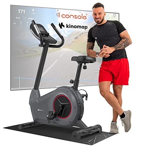 Hop-Sport Heimtrainer Fahrrad HS-100H inkl. Unterlegmatte - Ergometer mit App-Steuerung, 12 Trainingsprogrammen - Fitnessbike max. Nutzergewicht 150 kg (schwarz) von HS HOP-SPORT