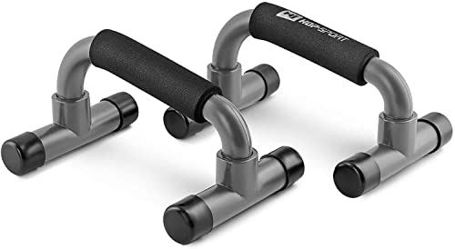 Hop-Sport Liegestützgriffe HS-P010PU 2er-Set - rutschfeste Push up Stand Bar für Krafttraining und Muskelaufbau (grau) von HS HOP-SPORT