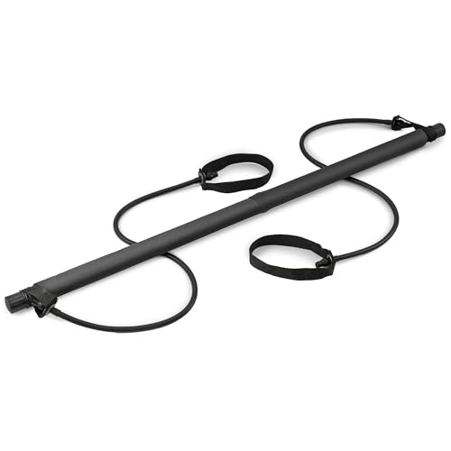 Hop-Sport Pilates Bar Set, Tragbarer Pilates Übungsstick mit Expandern - Resistance Band für Ganz-Körper-Workout (schwarz) von HS HOP-SPORT