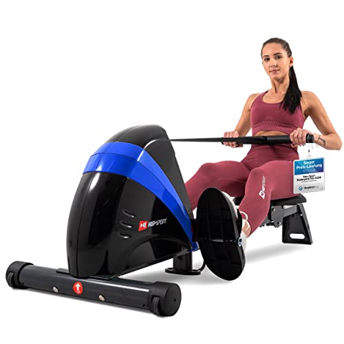 Hop-Sport Rudergerät für Zuhause Boost – Rudergerät klappbar mit kugelgelagertem Sitz, Computer & Magnetbremssystem, 10 Stufen - Rudermaschine max. Nutzergewicht 120kg von HS HOP-SPORT