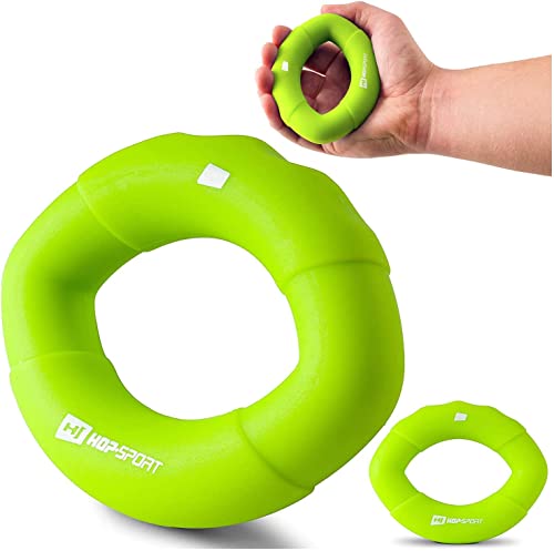 Hop-Sport Silikon Handtrainer Fingertrainer 4 Widerstände – Ring Unterarmtrainer zur Steigerung der Griffkraft (grün) von HS HOP-SPORT