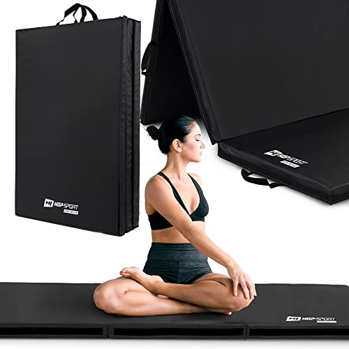 Hop-Sport Turnmatte klappbar - Bodenweichmatte für zuhause 183x90x5cm - Fitnessmatte, Gymnastikmatte mit Tragegriffen und Klettverschluss Dicke 5cm - Schwarz Hop-Sport Turnmatte klappbar - Bodenweichmatte für zuhause 183x90x5cm - Fitnessmatte, Gymnastikmatte mit Tragegriffen und Klettverschluss Dicke 5cm - Schwarz von HS HOP-SPORT