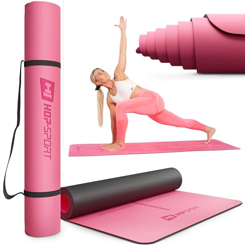 Hop-Sport Yoga Matte - rutschfest und langlebig, Pilatesmatte aus Kautschuk, 183 x 68 cm, Gymnastikmatte 0,5 cm + Tragegurt - Rosa Hop-Sport Yoga Matte - rutschfest und langlebig, Pilatesmatte aus Kautschuk, 183 x 68 cm, Gymnastikmatte 0,5 cm + Tragegurt - Rosa von HS HOP-SPORT